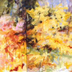 “Autumn Oaks Diptych" Oil on Canvas 24" x 54"