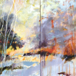 "Sanctuary Birches Diptych" Oil on Canvas 24" x 48"