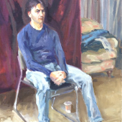 Eduardo in the Studio, Oil on Canvas, 18" x 14"